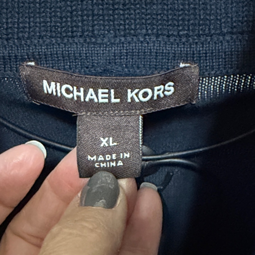 ⛄️⛄️⛄️BOGOHO ⛄️⛄️⛄️Michael Kors Dark Blue Shawl Collar Sweater-XL - Picture 5 of 9
